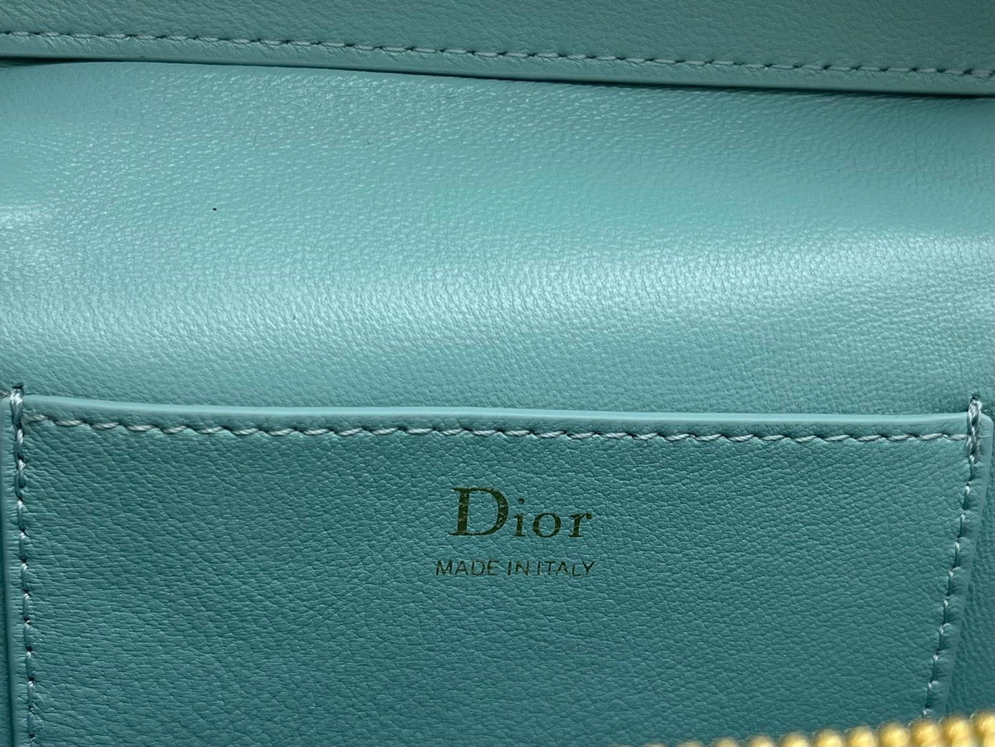 CD Cannage Vanity Chain Bag 19cm Turquoise Blue Cowhide 158123