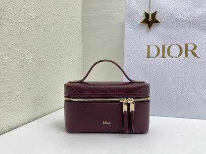 CD Cannage Vanity Chain Bag 19cm Burgundy Cowhide 158122
