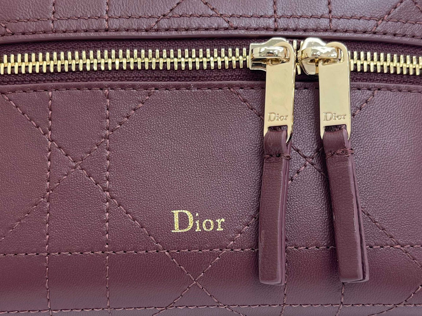 CD Cannage Vanity Chain Bag 19cm Burgundy Cowhide 158122