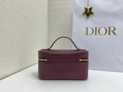 CD Cannage Vanity Chain Bag 19cm Burgundy Cowhide 158122