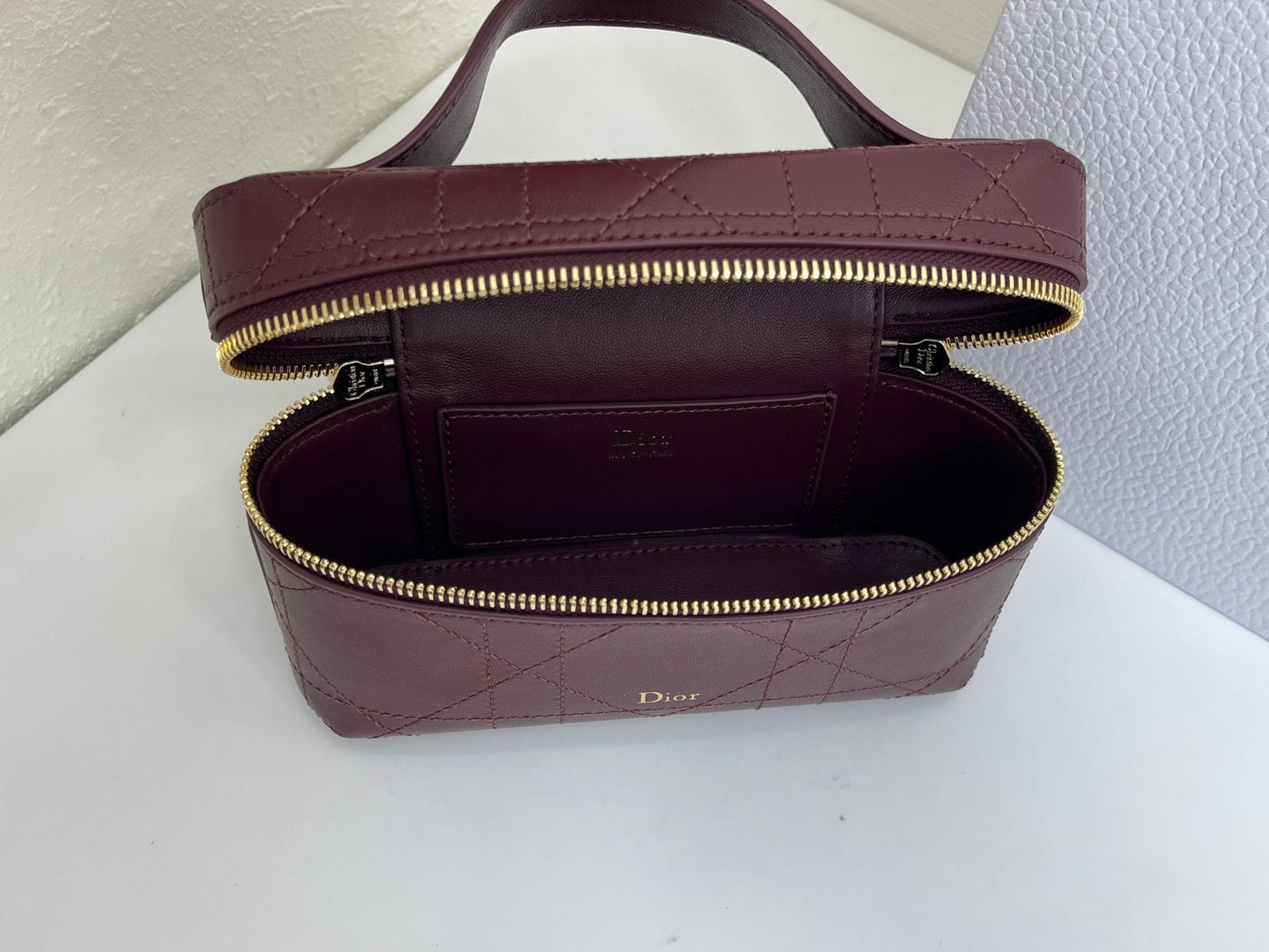 CD Cannage Vanity Chain Bag 19cm Burgundy Cowhide 158122