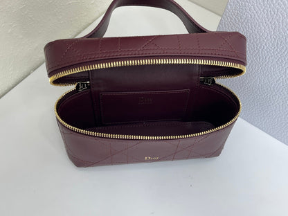 CD Cannage Vanity Chain Bag 19cm Burgundy Cowhide 158122