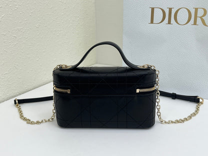 CD Cannage Vanity Chain Bag 19cm Black Cowhide 158120