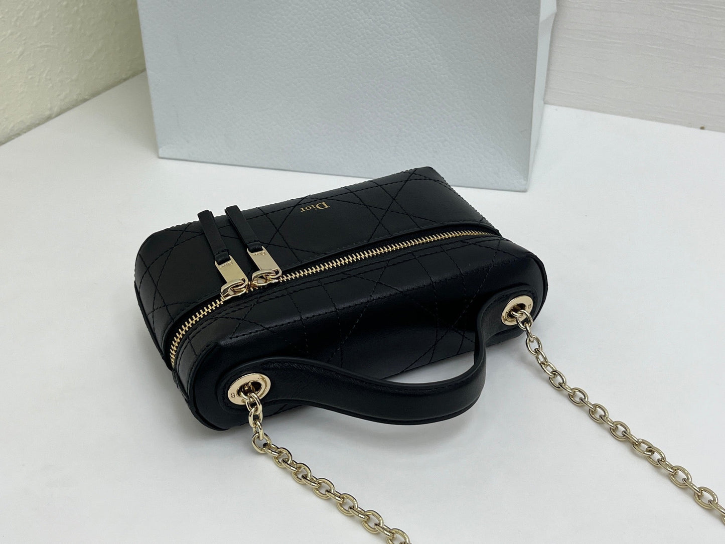 CD Cannage Vanity Chain Bag 19cm Black Cowhide 158120