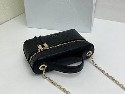 CD Cannage Vanity Chain Bag 19cm Black Cowhide 158120