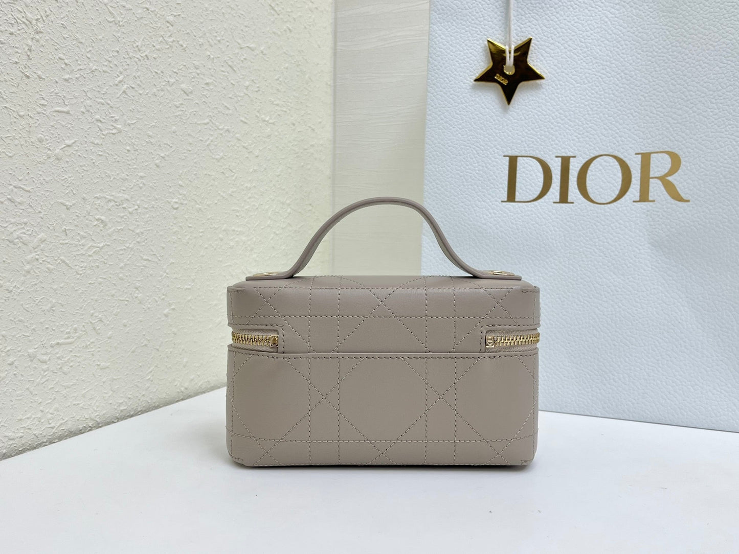 CD Cannage Vanity Chain Bag 19cm Taupe Cowhide 158119