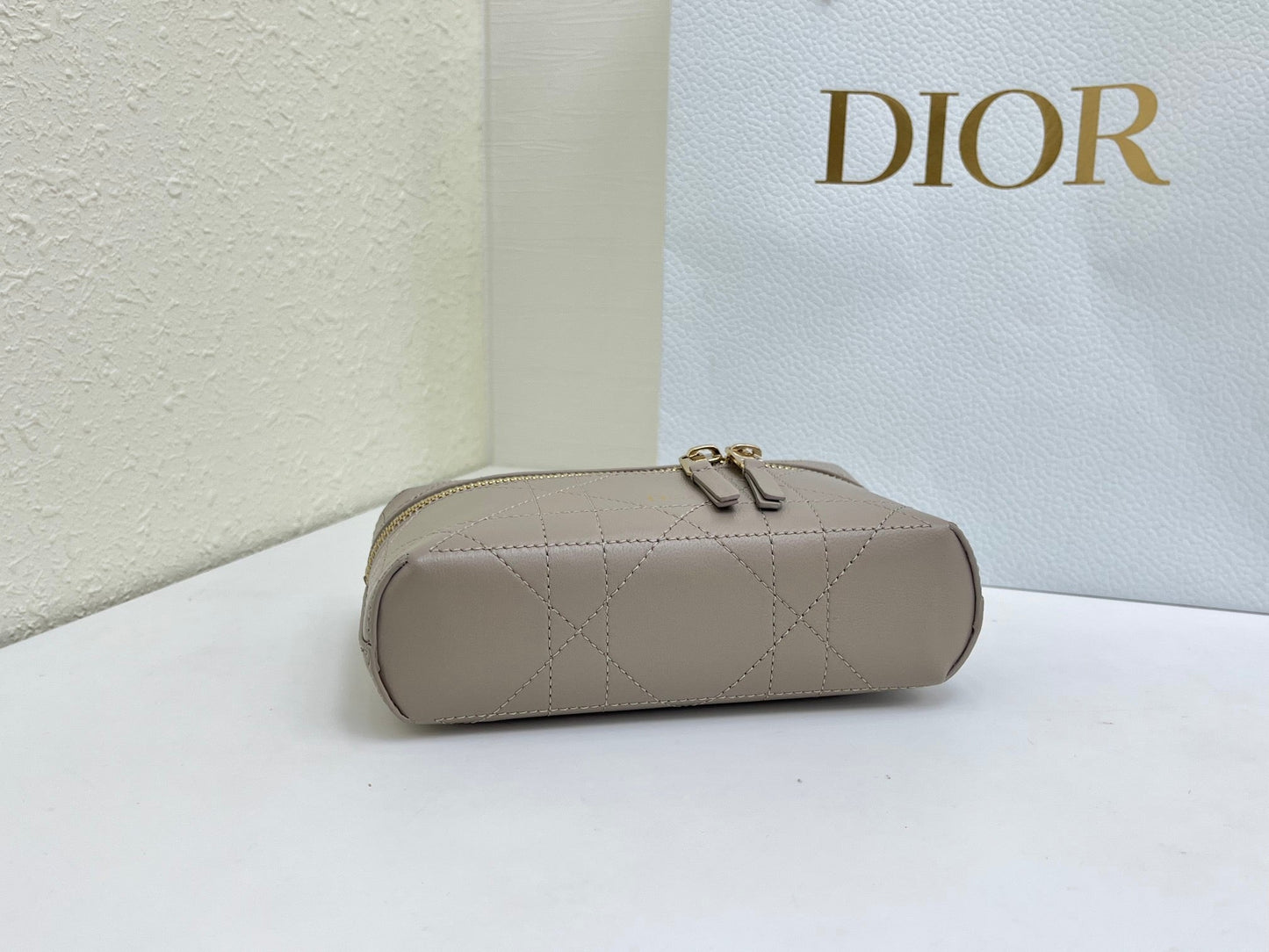 CD Cannage Vanity Chain Bag 19cm Taupe Cowhide 158119