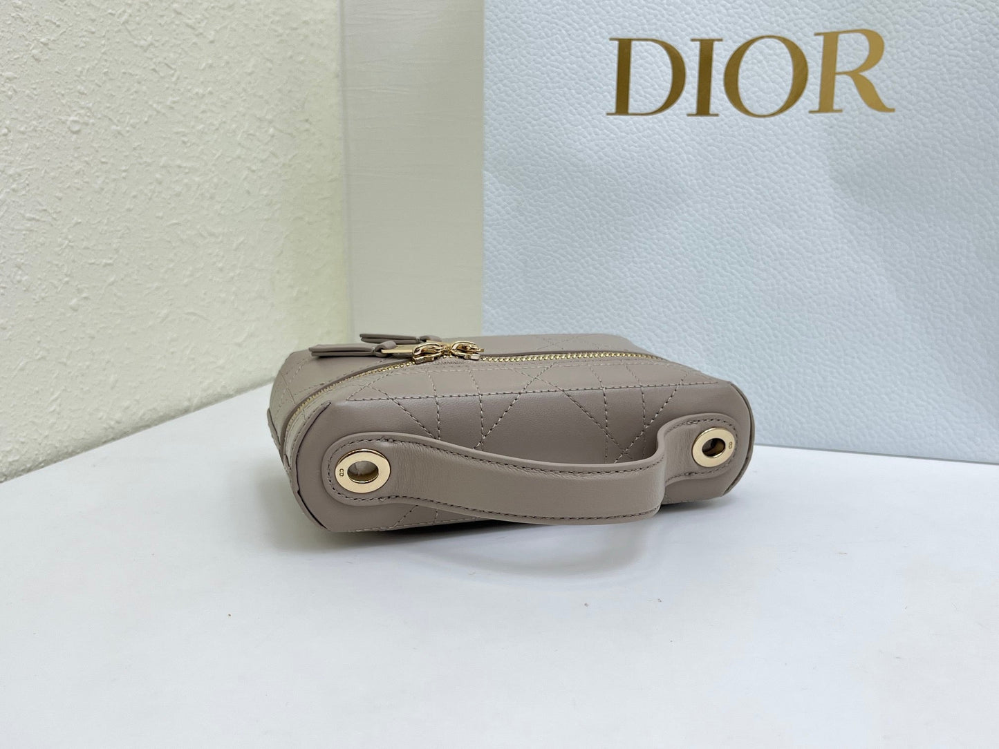CD Cannage Vanity Chain Bag 19cm Taupe Cowhide 158119