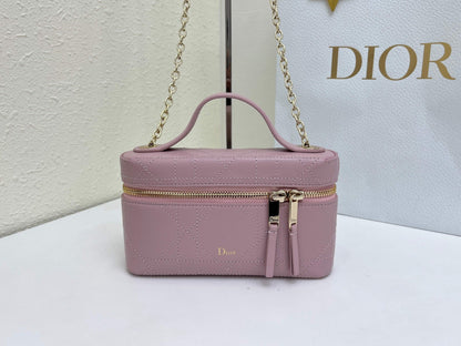 CD Cannage Vanity Chain Bag 19cm Pink Cowhide 158118