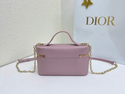 CD Cannage Vanity Chain Bag 19cm Pink Cowhide 158118