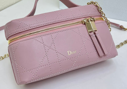 CD Cannage Vanity Chain Bag 19cm Pink Cowhide 158118
