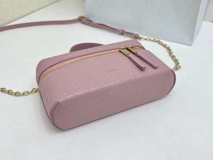CD Cannage Vanity Chain Bag 19cm Pink Cowhide 158118