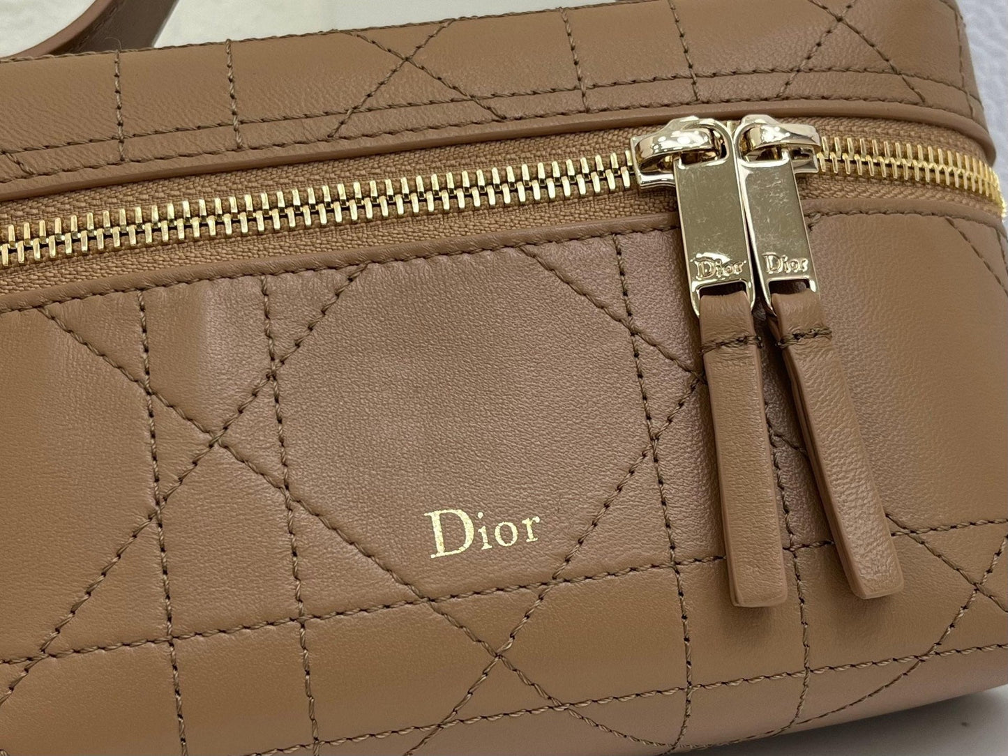 CD Cannage Vanity Chain Bag 19cm Brown Cowhide 158117