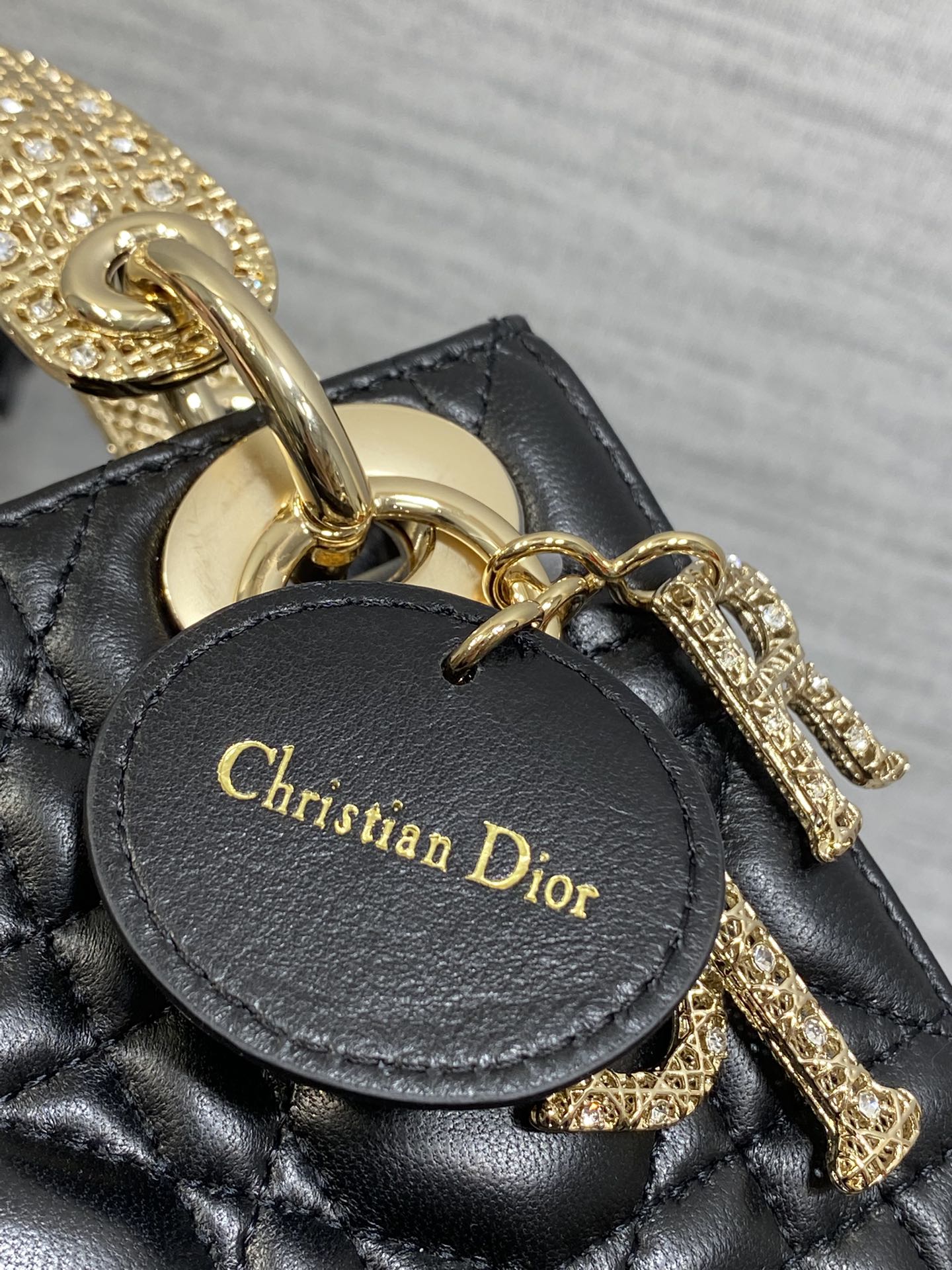 CD Mini Lady Dior 17cm Black Cannage Calfskin Leather GHW 158532