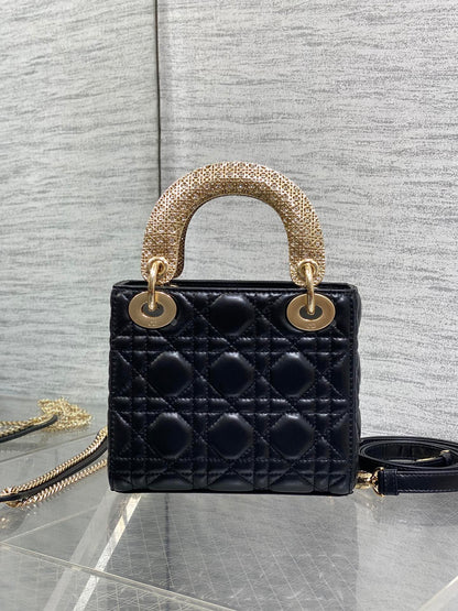 CD Mini Lady Dior 17cm Black Cannage Calfskin Leather GHW 158532