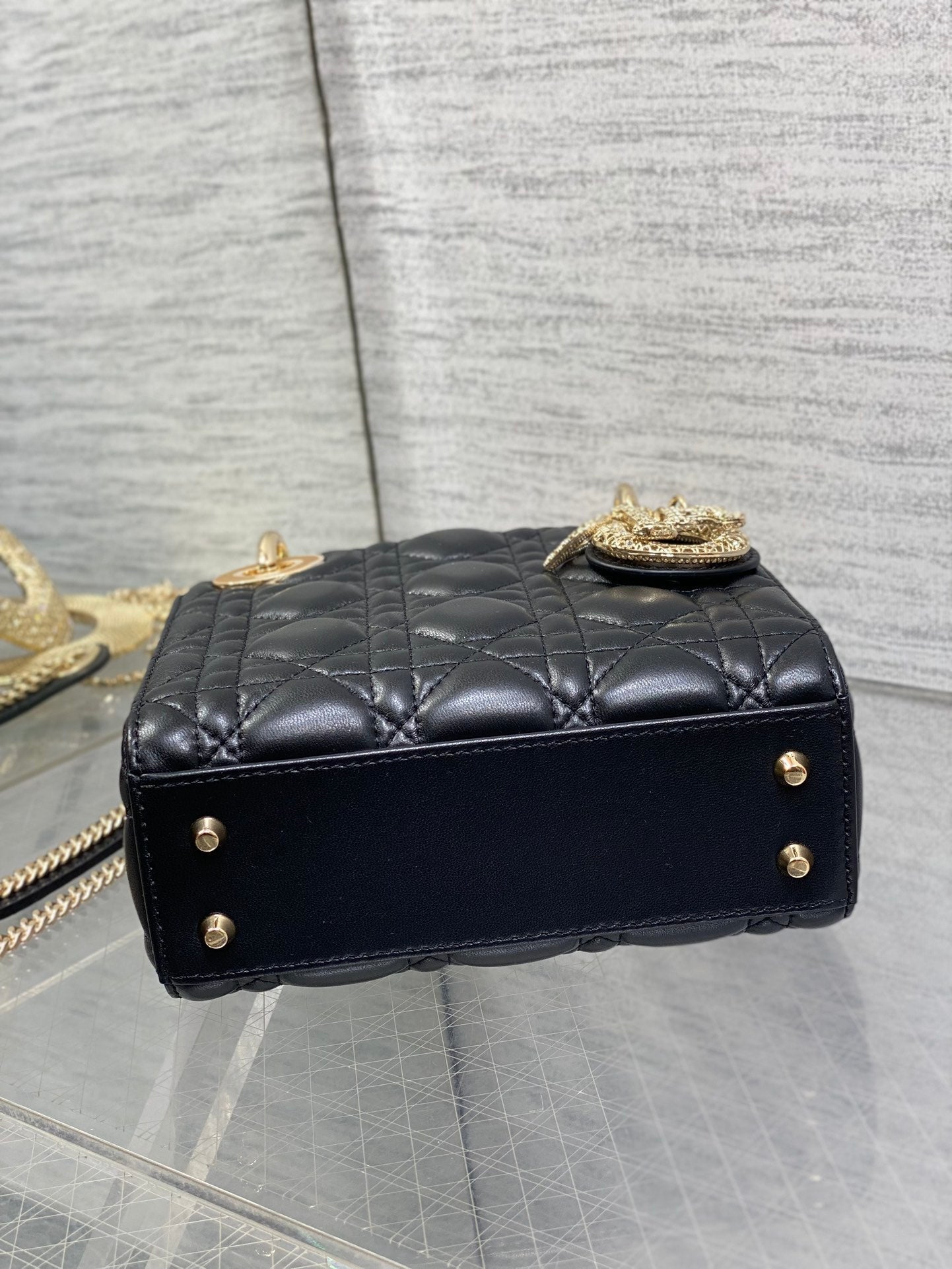 CD Mini Lady Dior 17cm Black Cannage Calfskin Leather GHW 158532