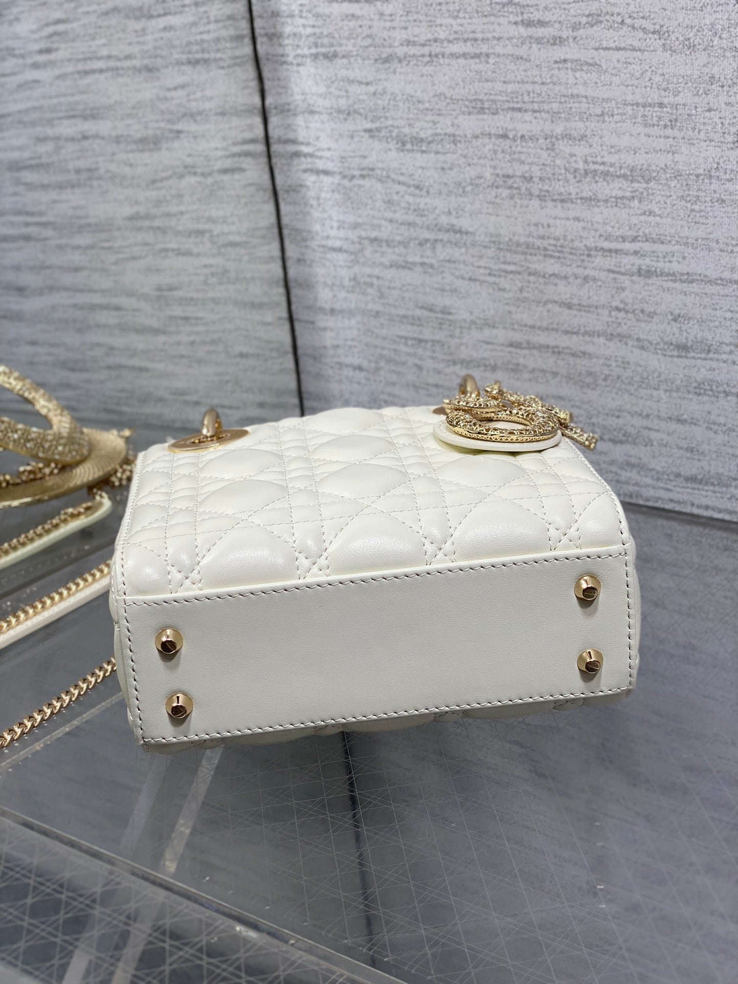 CD Mini Lady Dior 17cm White Cannage Calfskin Leather GHW 158537