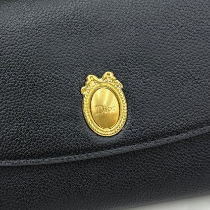 CD Médaillon Envelope Pouch 20.5cm Black Cowhide Leather GHW 158550