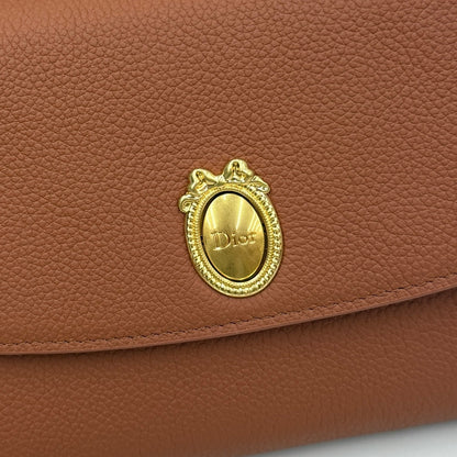 CD Médaillon Envelope Pouch 20.5cm Brown Cowhide Leather GHW 158552