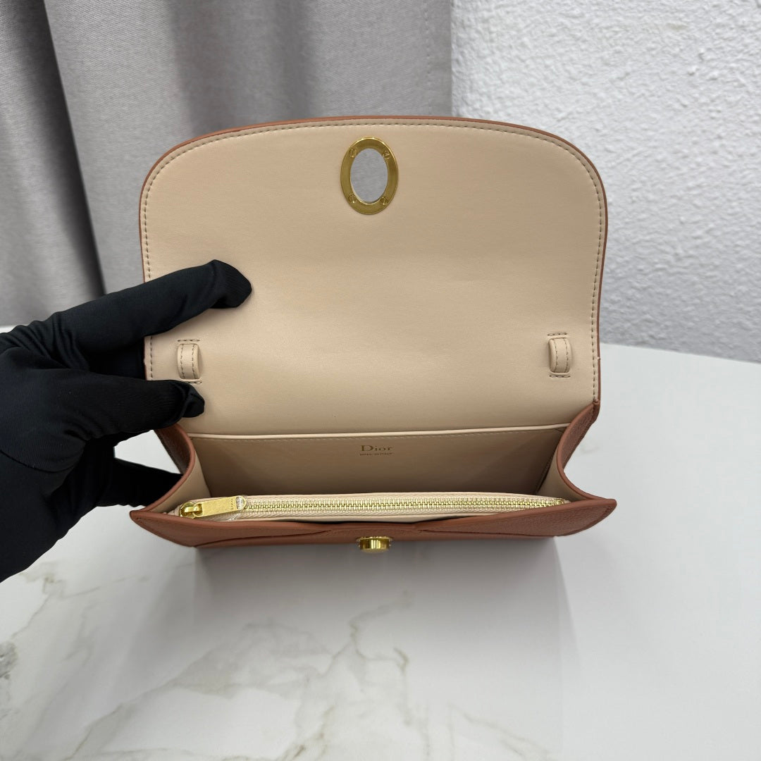 CD Médaillon Envelope Pouch 20.5cm Brown Cowhide Leather GHW 158552