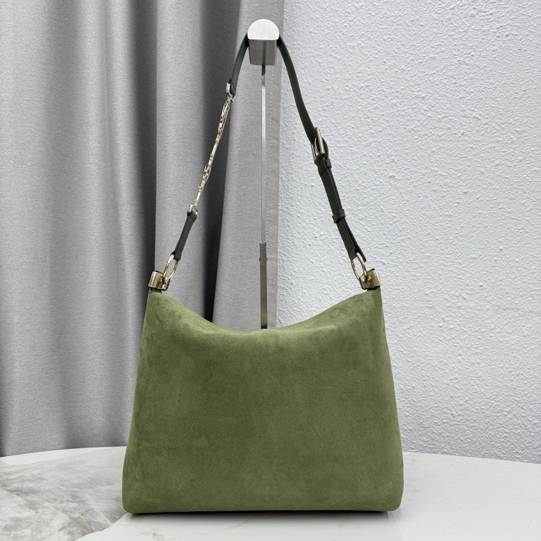 CD Diorly Shoulder Bag 31.5cm Olive Green Suede Leather 158558