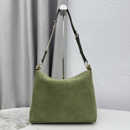 CD Diorly Shoulder Bag 31.5cm Olive Green Suede Leather 158558