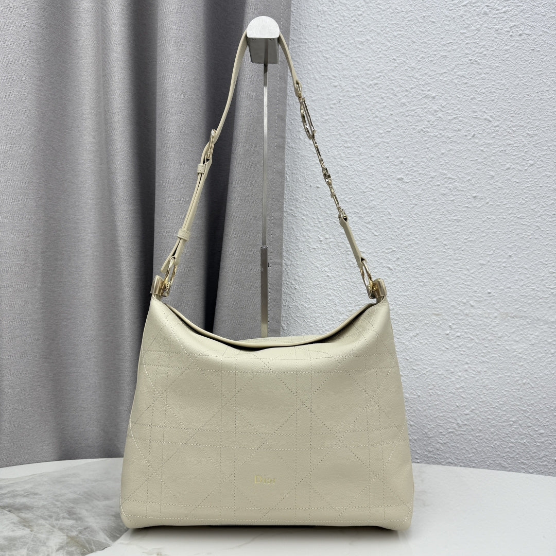 CD Diorly Shoulder Bag 31.5cm Cream Cowhide Leather 158560