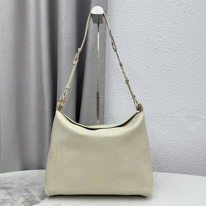 CD Diorly Shoulder Bag 31.5cm Cream Cowhide Leather 158560