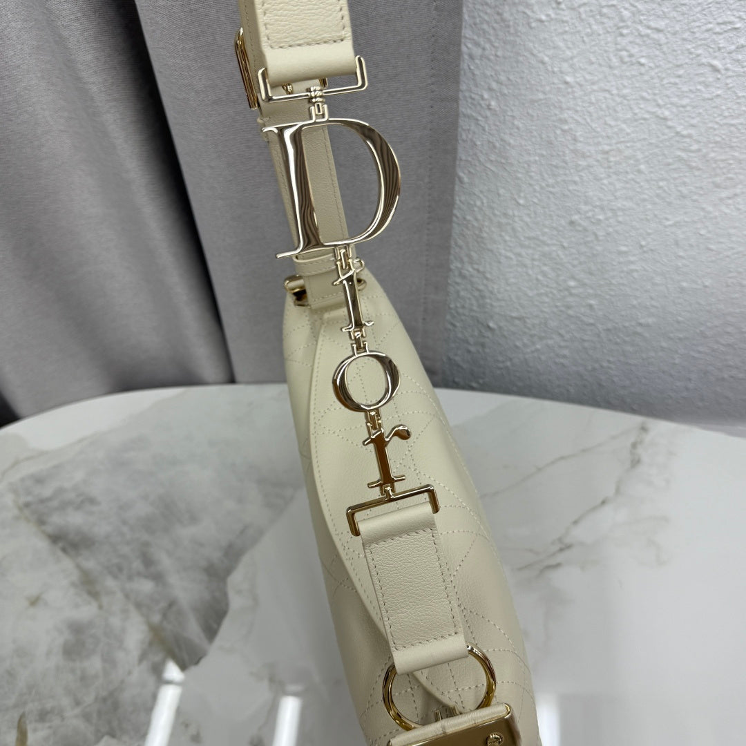 CD Diorly Shoulder Bag 31.5cm Cream Cowhide Leather 158560