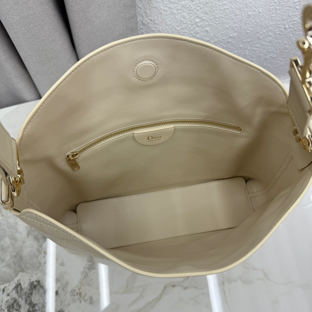 CD Diorly Shoulder Bag 31.5cm Cream Cowhide Leather 158560