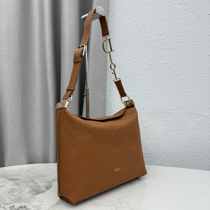 CD Diorly Shoulder Bag 31.5cm Brown Cowhide Leather 158562