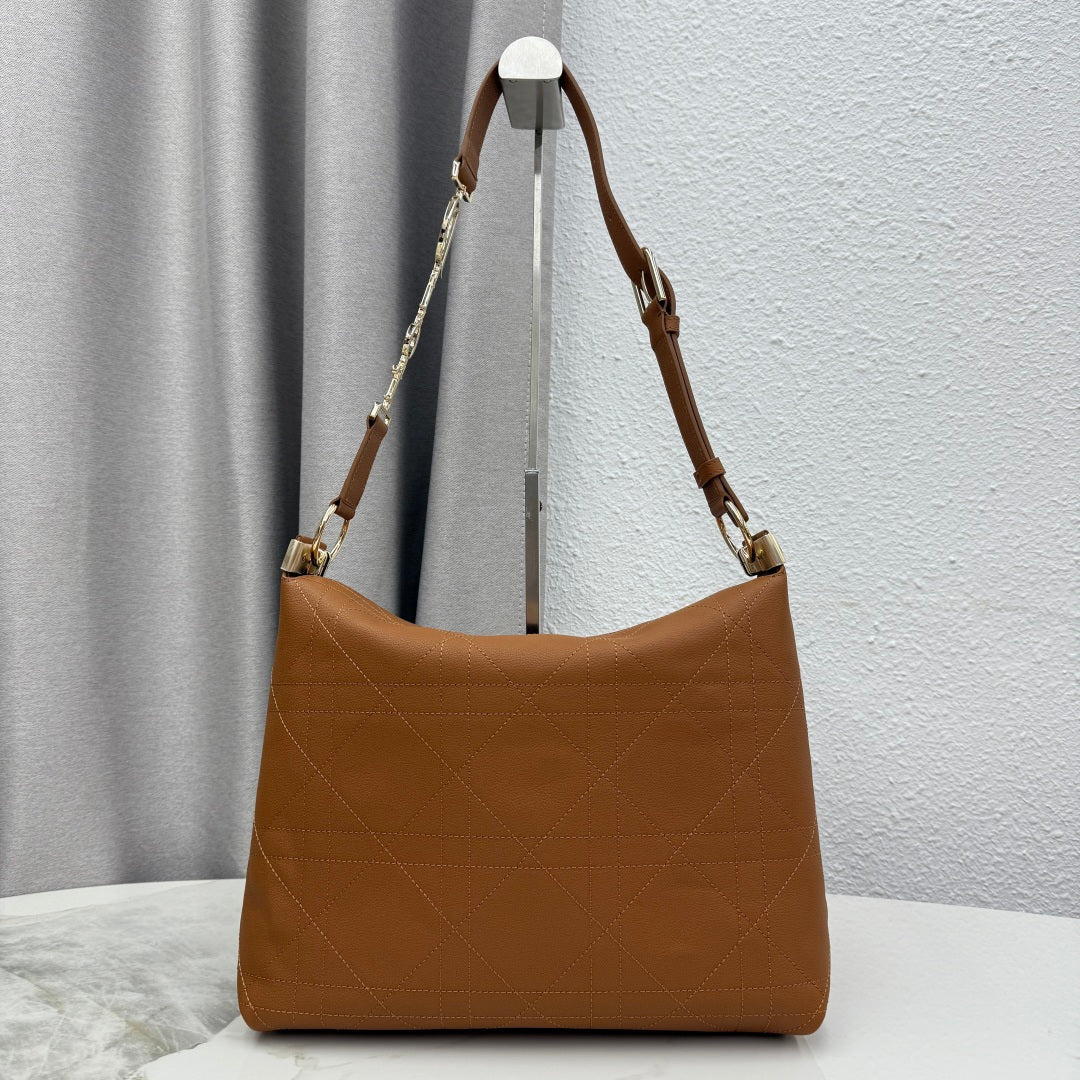 CD Diorly Shoulder Bag 31.5cm Brown Cowhide Leather 158562