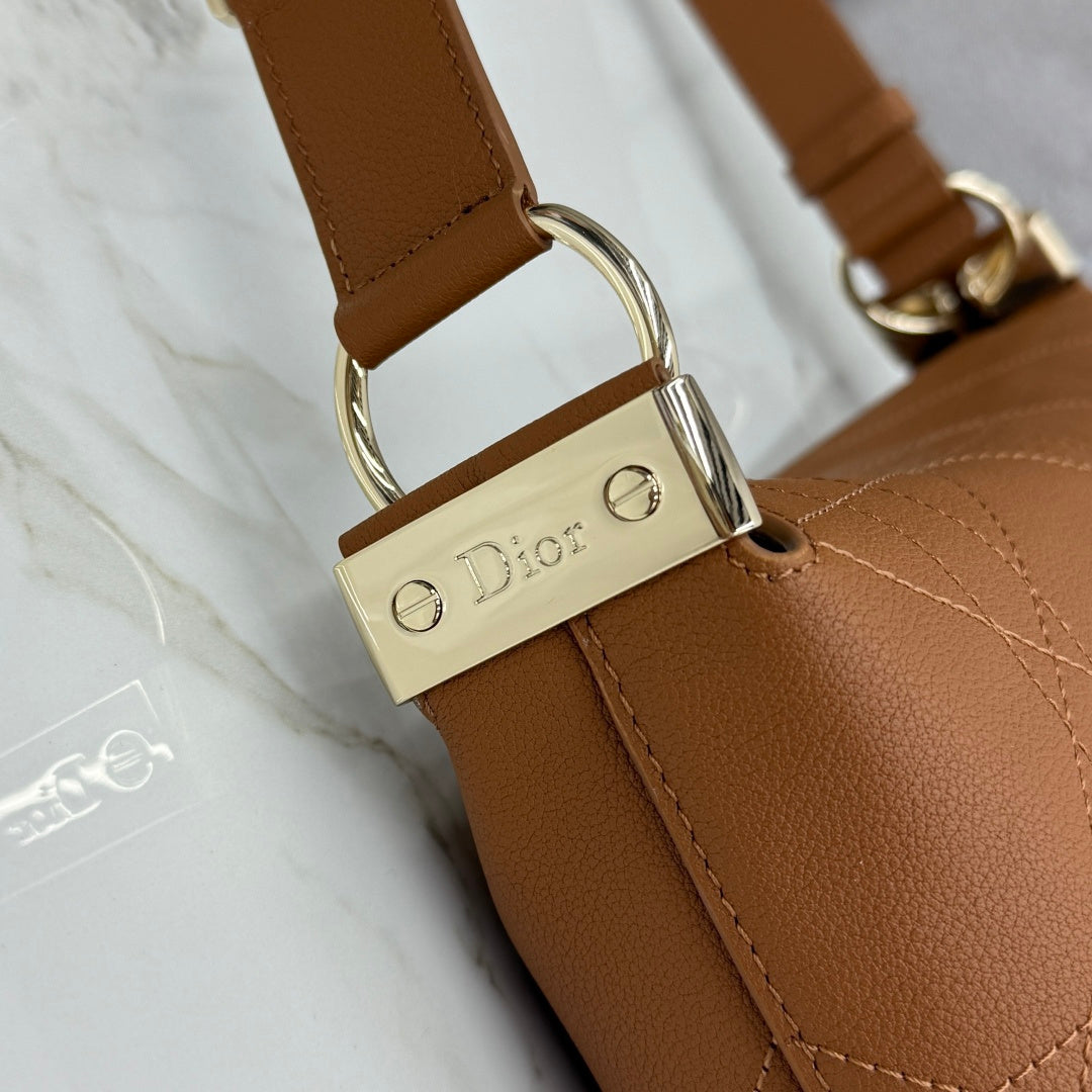 CD Diorly Shoulder Bag 31.5cm Brown Cowhide Leather 158562