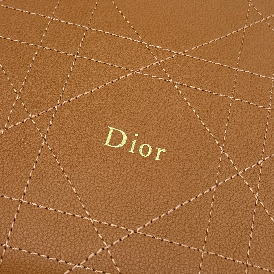 CD Diorly Shoulder Bag 31.5cm Brown Cowhide Leather 158562