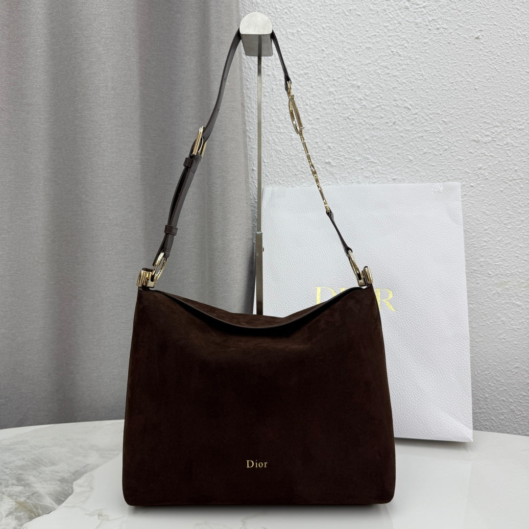 CD Diorly Shoulder Bag 31.5cm Coffe Suede Leather 158568