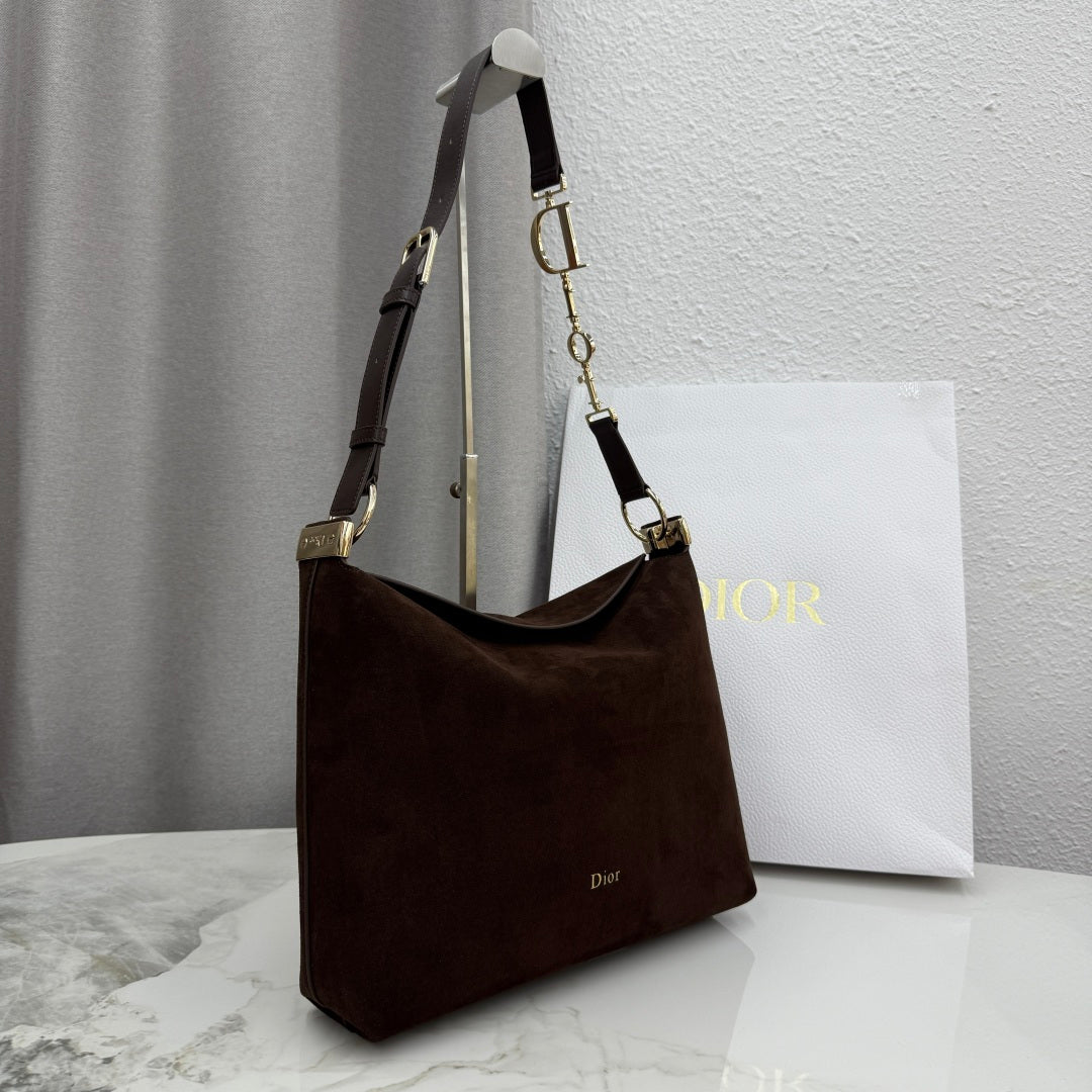 CD Diorly Shoulder Bag 31.5cm Coffe Suede Leather 158568