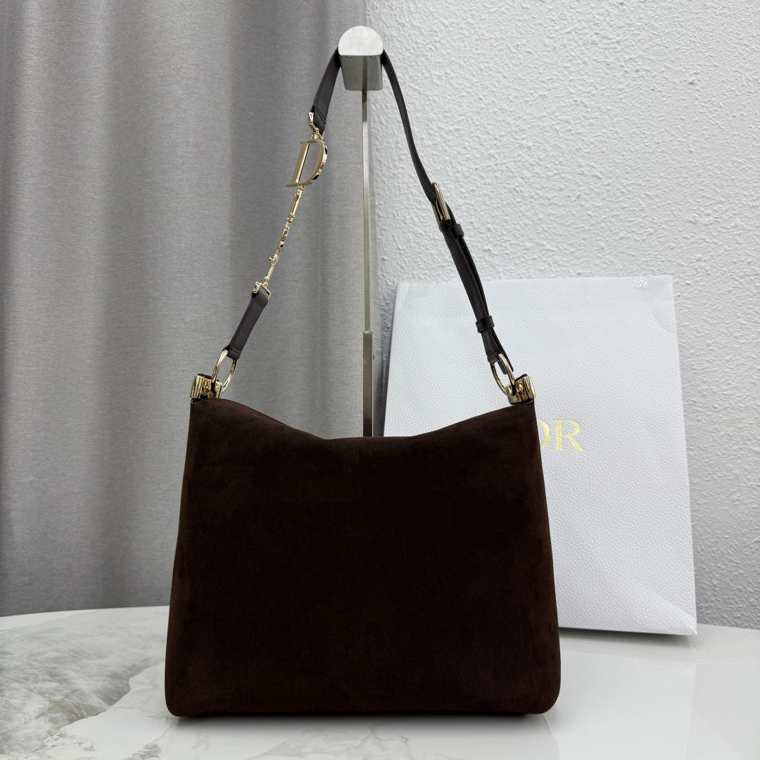 CD Diorly Shoulder Bag 31.5cm Coffe Suede Leather 158568