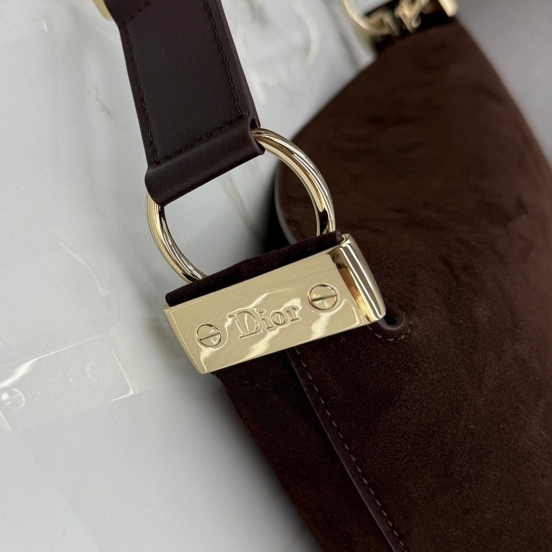 CD Diorly Shoulder Bag 31.5cm Coffe Suede Leather 158568