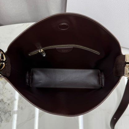 CD Diorly Shoulder Bag 31.5cm Coffe Suede Leather 158568