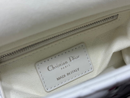 CD Mini Lady Dior 17cm White Embroidered Cowhide Leather SHW 158728