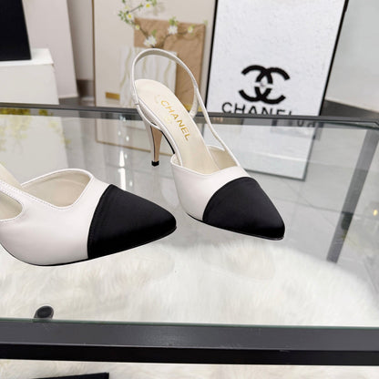 CC Slingback Pumps White Cowhide Leather 873848