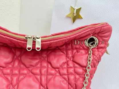 CD Small Cannage Quilted Tote Bag Hot Pink Cowhide 158912