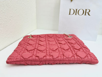 CD Small Cannage Quilted Tote Bag Hot Pink Cowhide 158912
