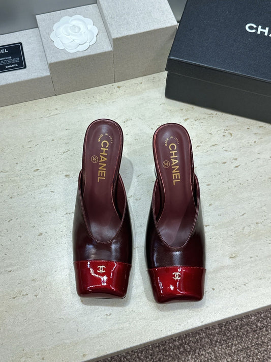 CC Cap Toe Mules 90mm Burgundy Patent Leather 896856
