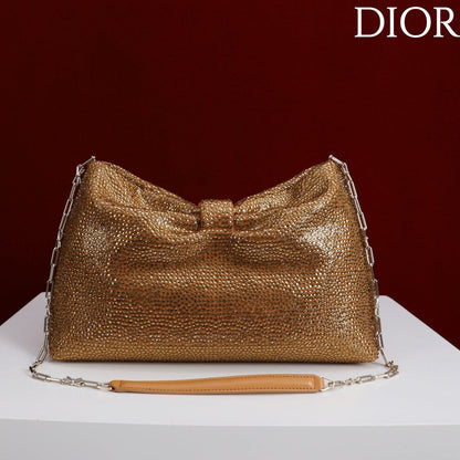 CD Small Bow Bag 30cm Gold Strass 160741