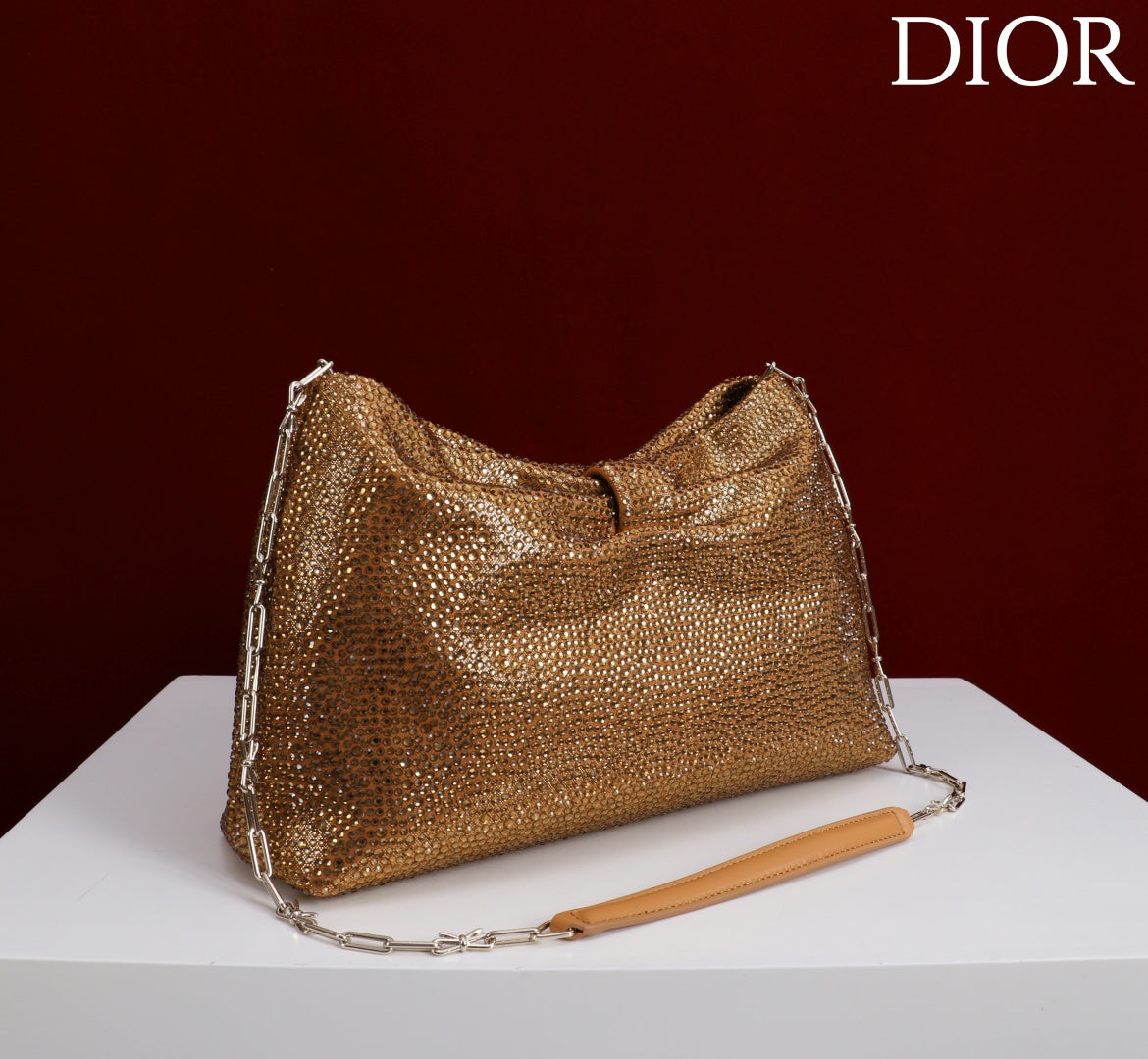 CD Small Bow Bag 30cm Gold Strass 160741