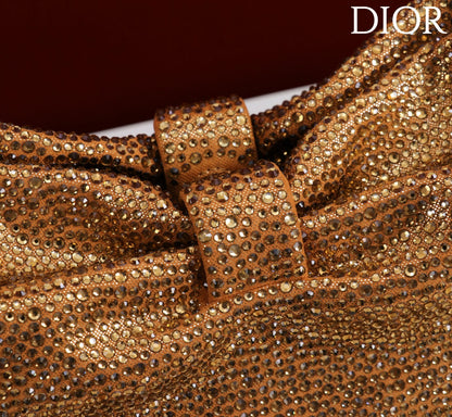 CD Small Bow Bag 30cm Gold Strass 160741