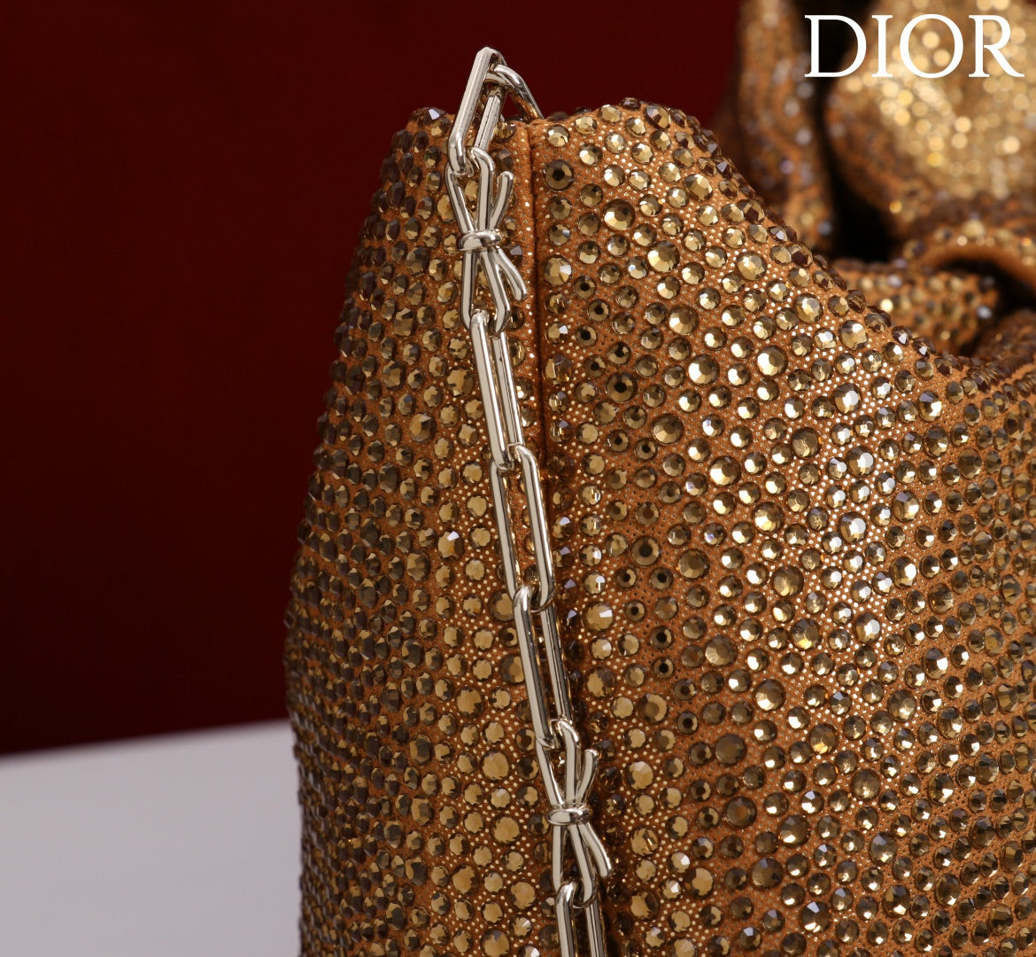 CD Small Bow Bag 30cm Gold Strass 160741