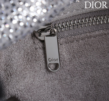 CD Small Bow Bag 30cm Silver Strass 160740