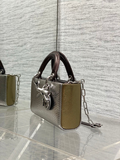 CD Lady D-Joy Bag Metallic Bronze Snakeskin Leather SHW 160003
